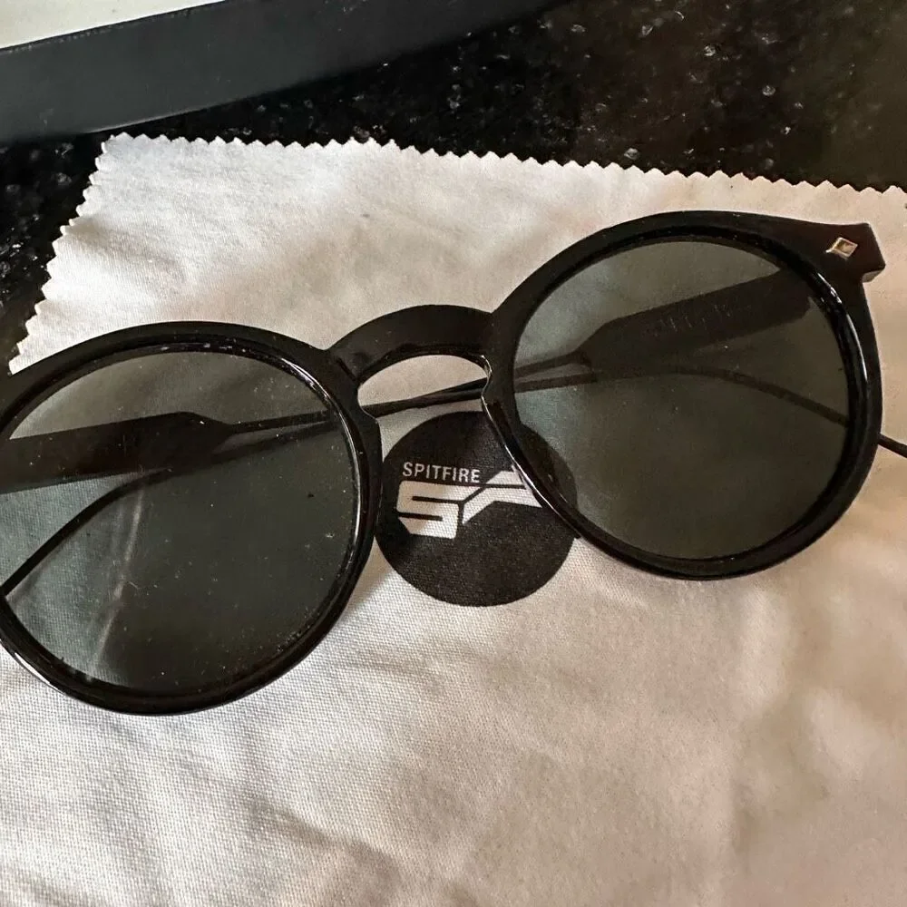 Spitfire Women's‎ Reflective Round Polarized Sunglasses Classic Black Lenses